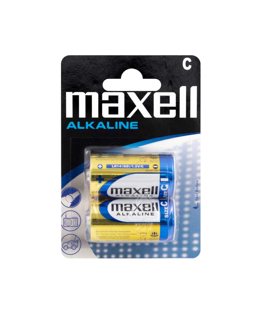 LR14-2BL-MAX.jpg C-SIZE LR14 ALKALINE BATTERY MAXELL BLISTER 2PCS - Image 1