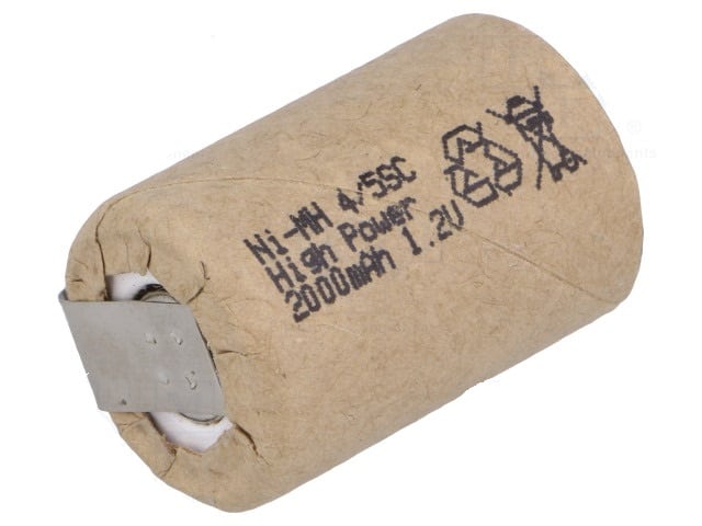 4-5SC2000-TAG.jpg 1.2V 2000mAh Ni-MH 4/5SC Re-battery soldering lugs - Image 1