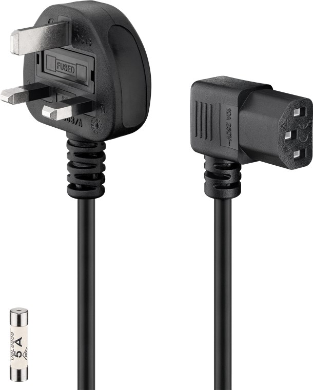 45767.jpg UK BS1363- TO IEC C13cold-device cord cable 2 m, black - Image 1