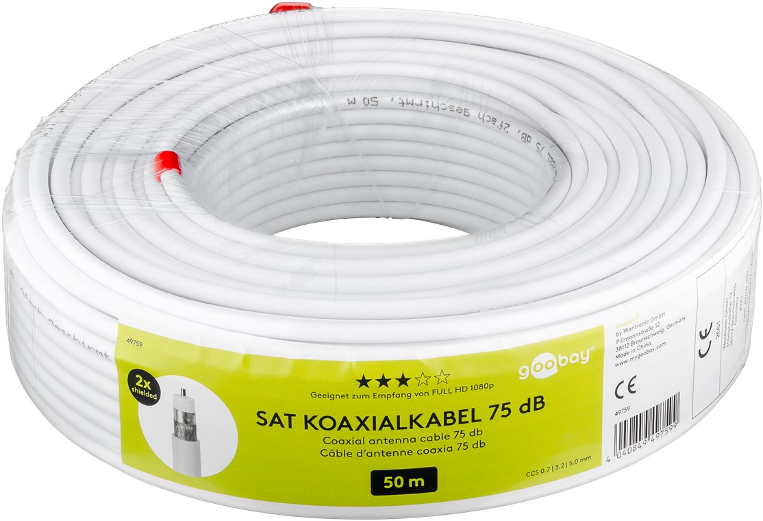 49759.jpg 50M COAXIAL ANTENA 5.5mm CABLE 75dB WHITE - Image 1