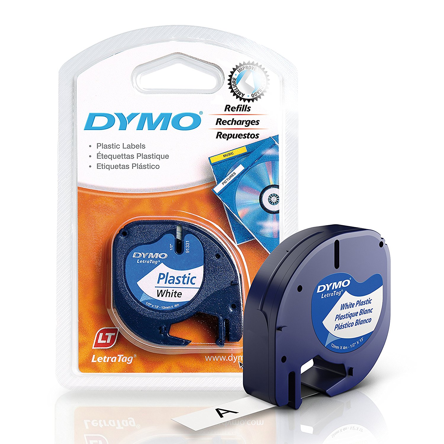 50721660.jpg DYMO-WHITE PLASTIC LABELS - REFILS 12mmx4m - Image 1