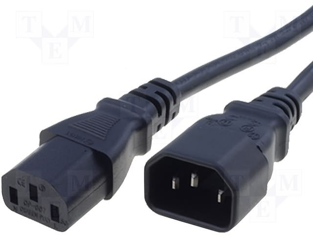6007.0214.jpg Cable IEC C13 female - IEC C14 male 2m black - Image 1