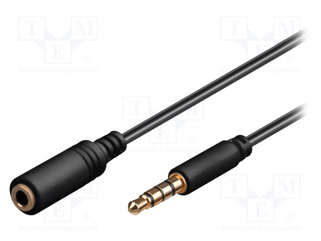 62477.jpg Cable Jack 3,5mm 4pin - plug,Jack 3.5mm 4pin socket 1m - Image 1
