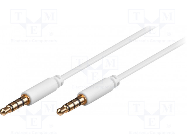 63827.jpg Cable Jack 3,5mm 4pin plug,both sides 1m white - Image 1