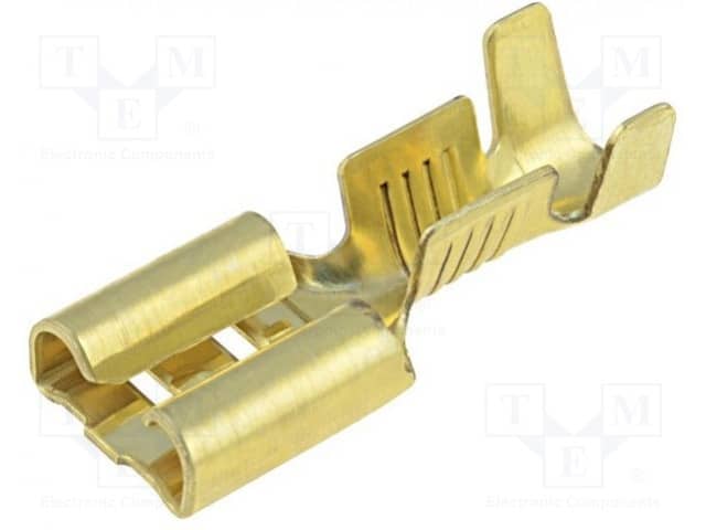 670.08.00.9X20.jpg Terminal flat 6.3mm 0.8mm female crimped for cable x20pcs - Image 1