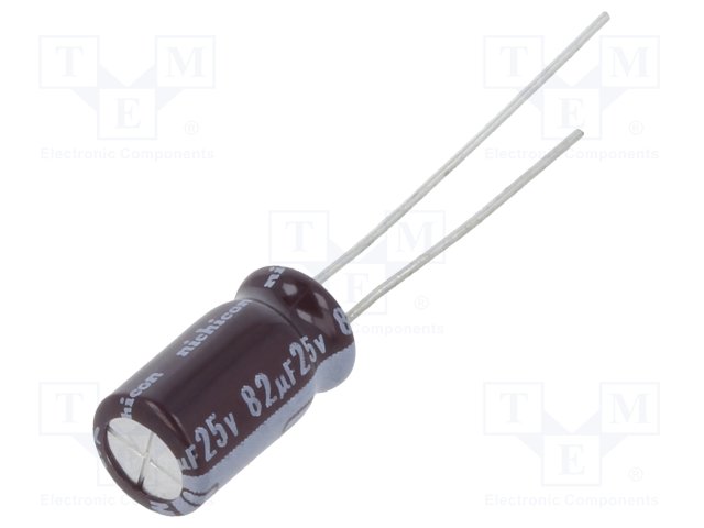 82MF25V-2P.jpg 82MF 25V ELECTROLYTIC CAPACITOR X2PCS - Image 1