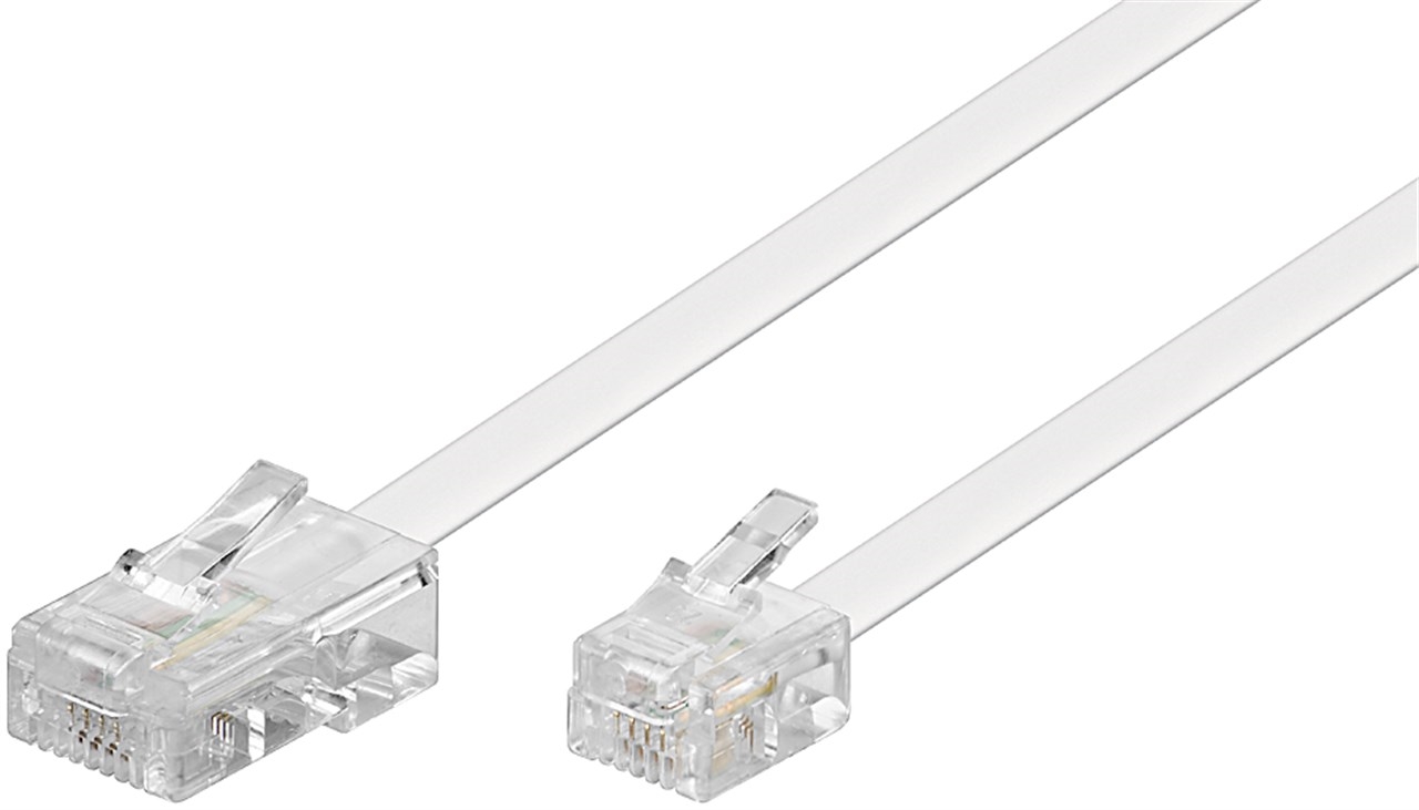93062.jpg MODULAR TELEPHONE CABLE 6M WHITE RJ11/RJ14 - Image 1