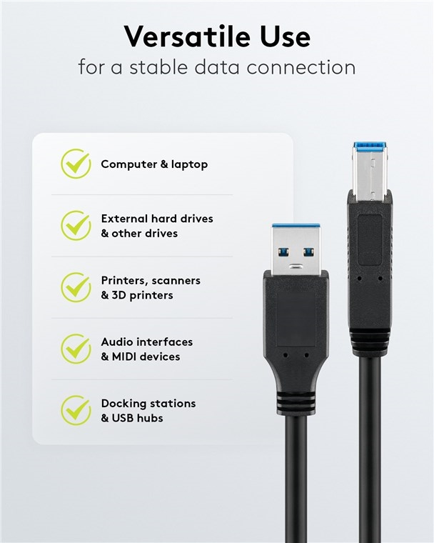 93654.jpg USB 3.0 Cable with USB-B black 3m - Image 1