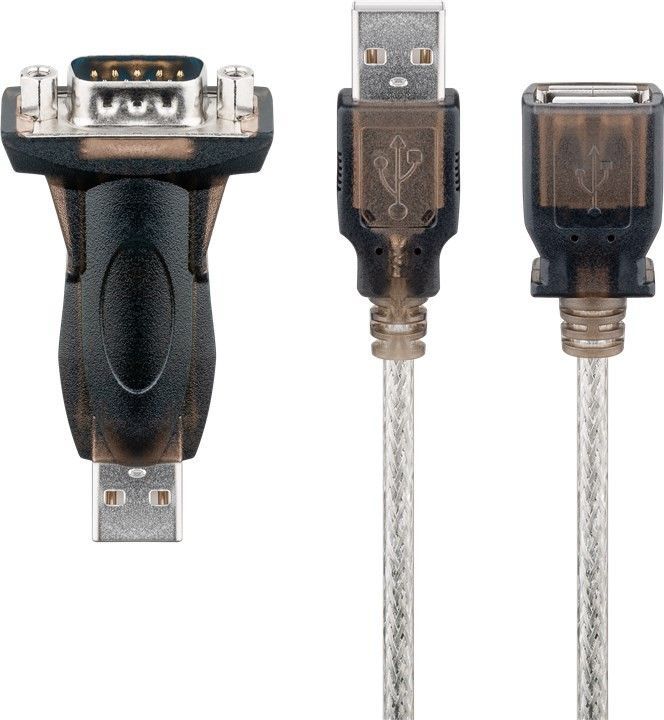 95436.jpg USB serial RS232 converter mini, Transparent - USB 2.0 male type A D-SUB/RS-232 male 9-pin - Image 1