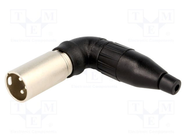 AC3MMR.jpg XLR male 3pins angled 90° for cable soldering - Image 1