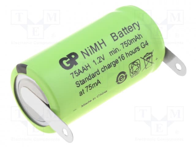 ACCU-75AAH-GP.jpg NI-MH 2/3AA 1.2V 750mA BATTERY - Image 1