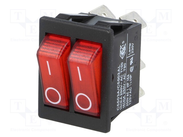 AE-C5503.jpg ROCKET SWITCH 2POS OFF-ON 16A/250V RED - Image 1