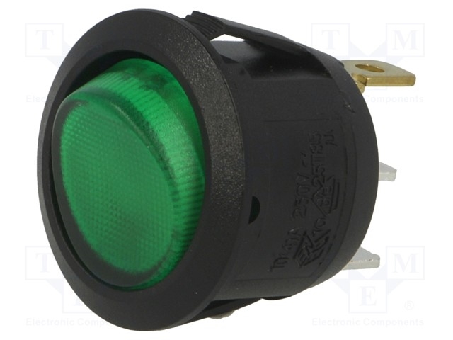 AE-R13112BNAB.jpg OFF-ON rocker switch 6A/250VAC green neon lamp 230V - Image 1