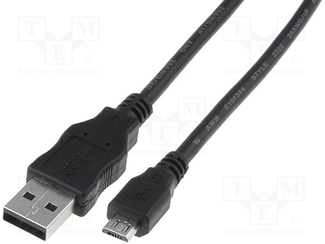 AK-300110-030-S.jpg USB 2.0 Cable USB A plug, USB B micro plug 3m - Image 1