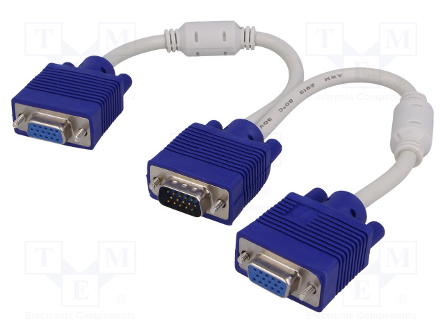 AK-AD-20.jpg Cable D-Sub 15pin HD plug - D-Sub 15pin HD socket x2 white - Image 1