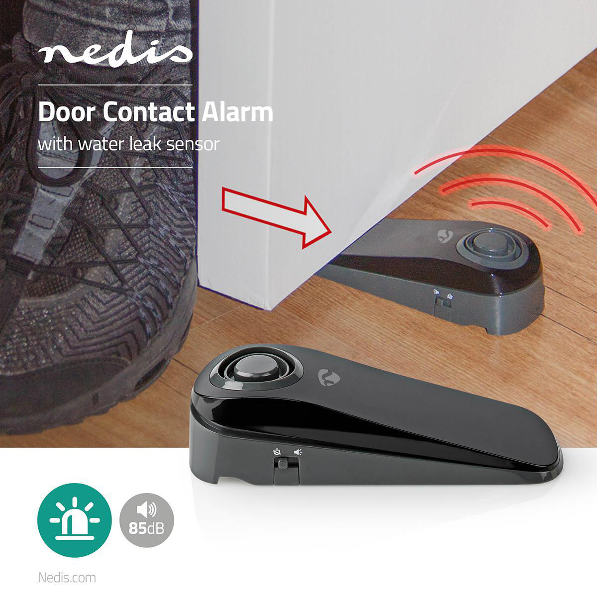 ALRMDW20BK.jpg Lightweight Doorstop with Intelligent Water Leak Sensor and Built-in 85 dB Siren - Image 1