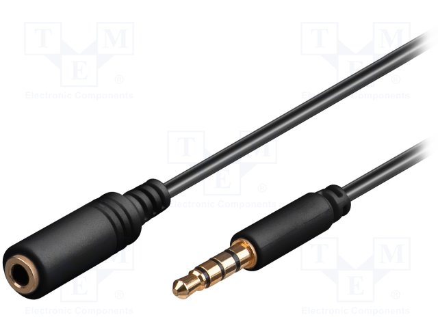AVK-181-200BK.jpg 62479-Cable Jack 3,5mm 4pin plug-Jack 3.5mm 4pin socket 2m black - Image 1