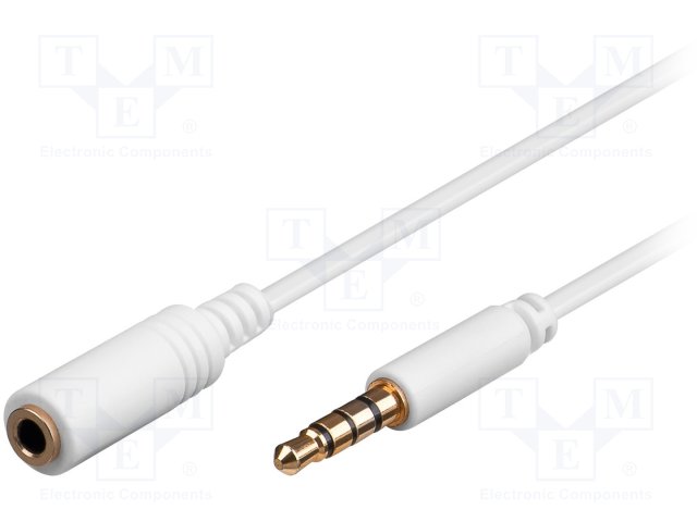 AVK-181-300WH.jpg 62363-Cable Jack 3,5mm plug-Jack 3.5mm 4pin socket 3m white - Image 1
