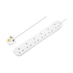 Masterplug BSG3N 6-Socket UK Extension Lead, 3 m, 13A, White