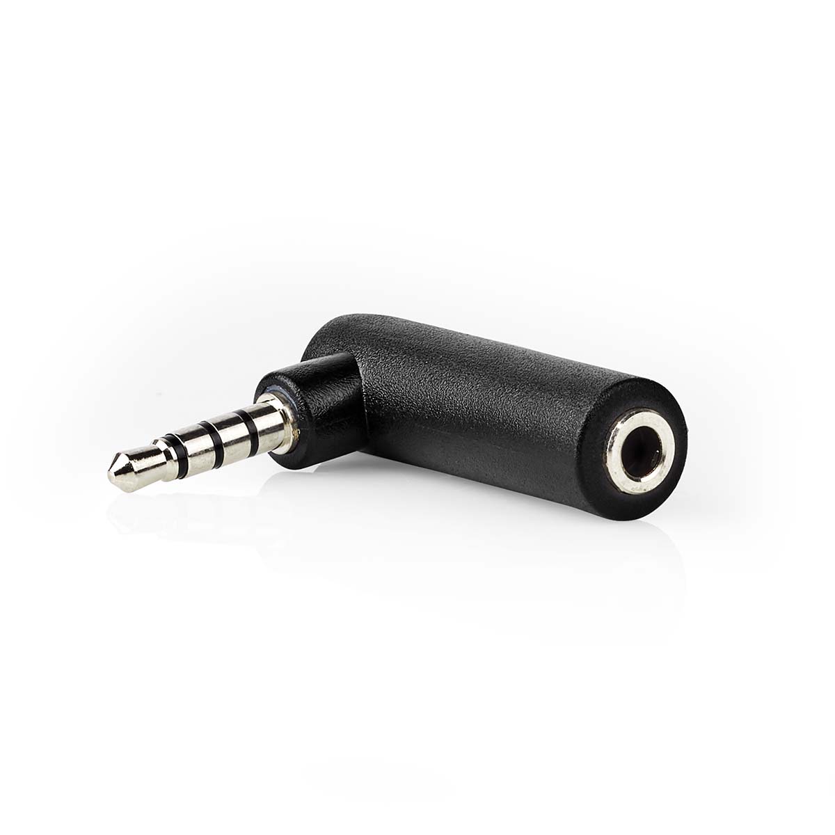 CAGB22980BK.jpg Stereo Audio Adapter 3.5 mm Male - 3.5 mm Female 90° Angled 4-Pole Black - Image 1