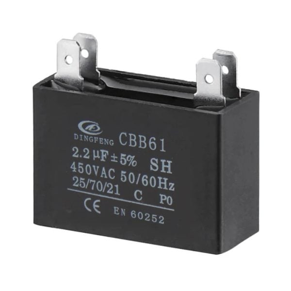 CBB61 Motor Run Capacitor, 2.2 µF, 450 V AC, 4 Terminals