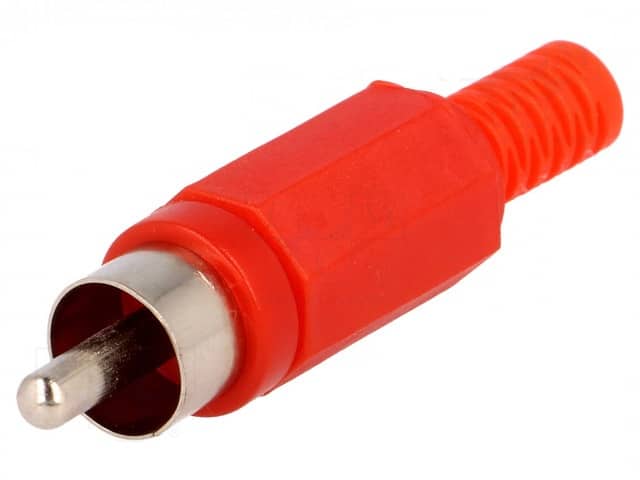CC-006RX2.jpg RCA plug male with strain relief red x2pcs - Image 1