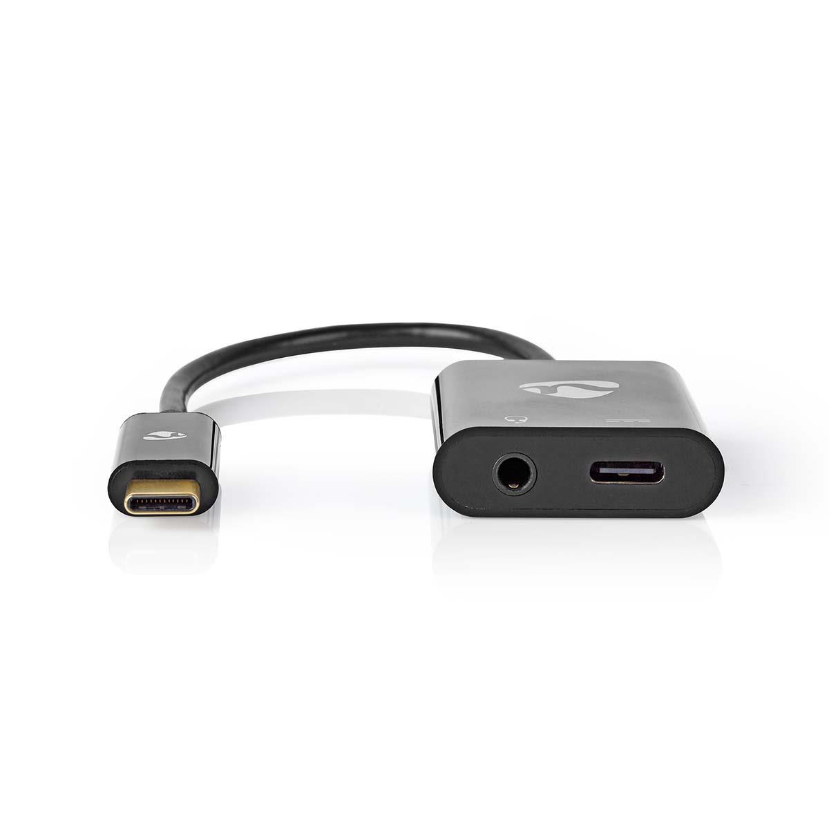 CCBW65955BK015.jpg USB-C Adapter USB-C Male - 3.5 mm Female + USB-C Female 0.15m Black - Image 1