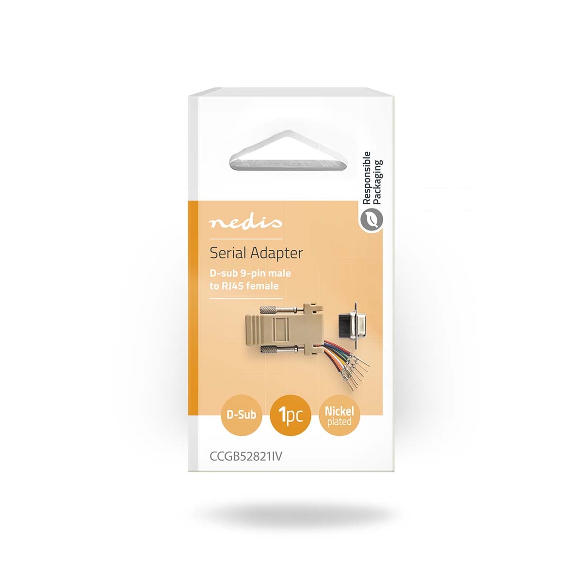 CCGB52821IV.jpg Serial Adapter Adapter D-SUB 9-Pin Male RJ45 Female Nickel Plated Ivory Box - Image 1