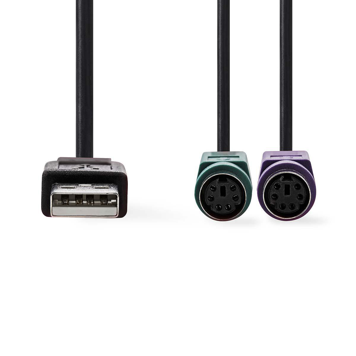 CCGP60830BK03.jpg USB - PS/2 Adapter Cable USB A Male - 2x PS/2 Female 0.3 m Black - Image 1