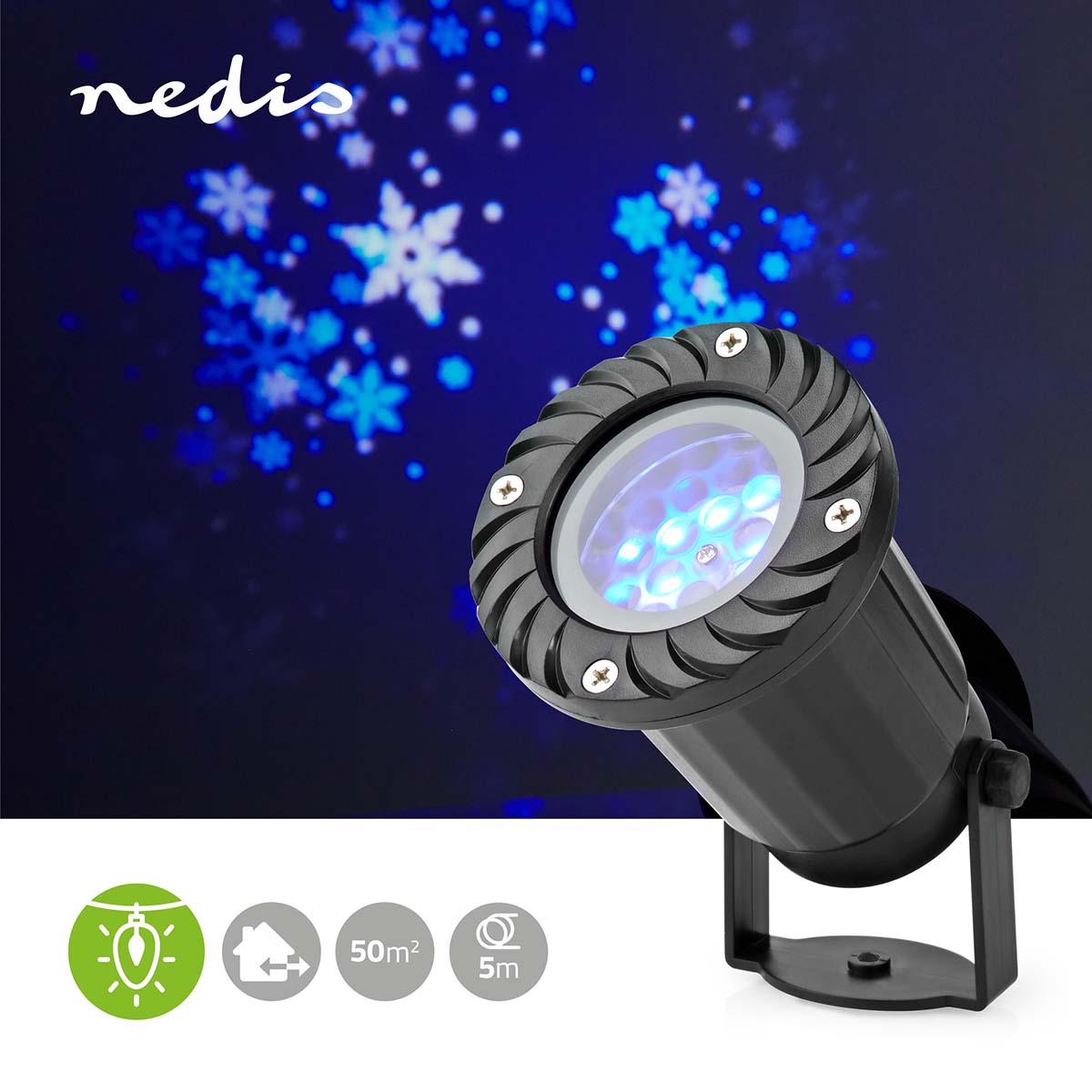 CLPR1.jpg Decorative Light LED snowflake projector White and blue ice crystals Indoor Outdoor - Image 1