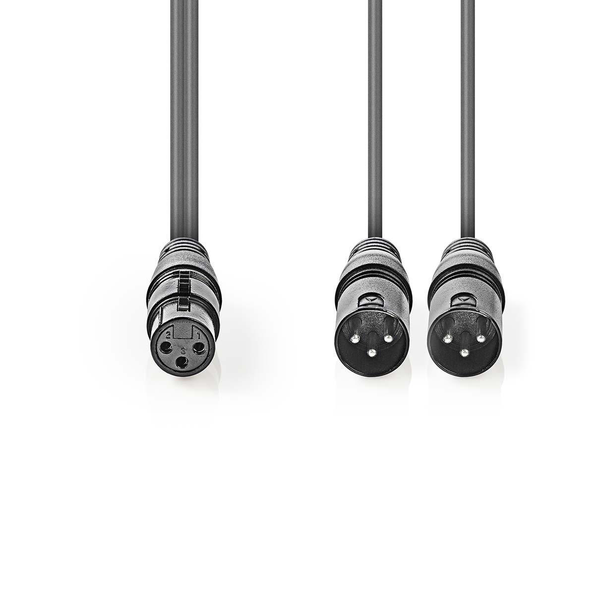 COTH15020GY15.jpg Balanced XLR Audio Cable 2x XLR 3-Pin Male - XLR 3-Pin Female 1.5 m Grey - Image 1