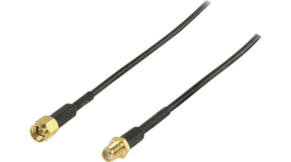 CSGL02010BK50.jpg SMA Cable SMA Male-SMA Female Gold Plated 50Ohm Single Shielded 5.00 m Round PVC - Image 1