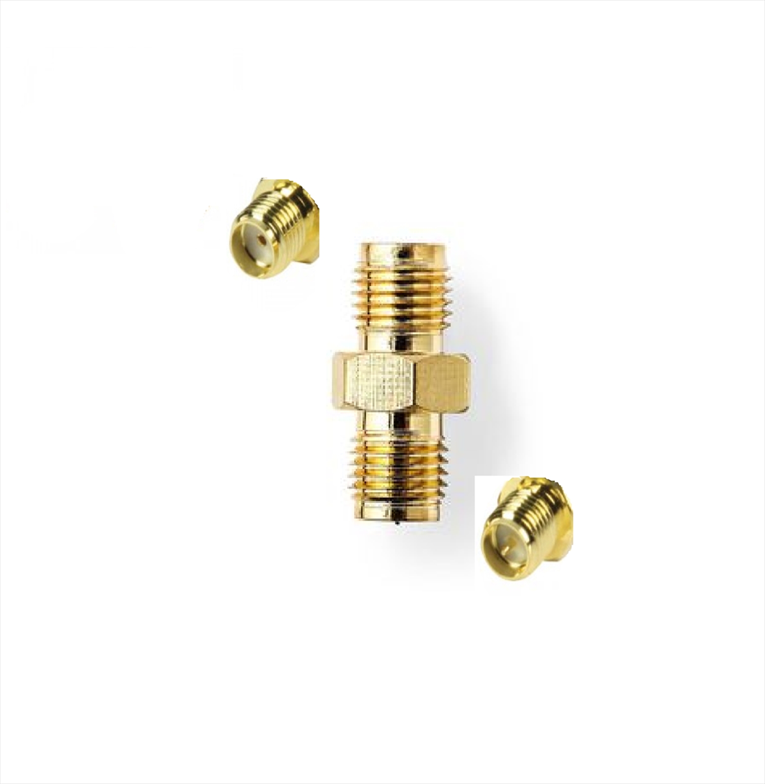 CSGP02113GD.jpg SMA Adapter SMA Female Reverse Polarity - SMA Female 2 pieces Gold - Image 1