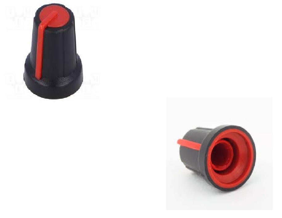 GMN-2RD.jpg MINIATURE KNOB 6mm SHAFT 16X16mm black push-in - Image 1