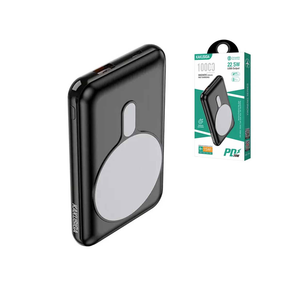 KSC-709-BLACK.jpg MAGNETIC POWERBANK 10.000mAh 22.5W BLACK - Image 1