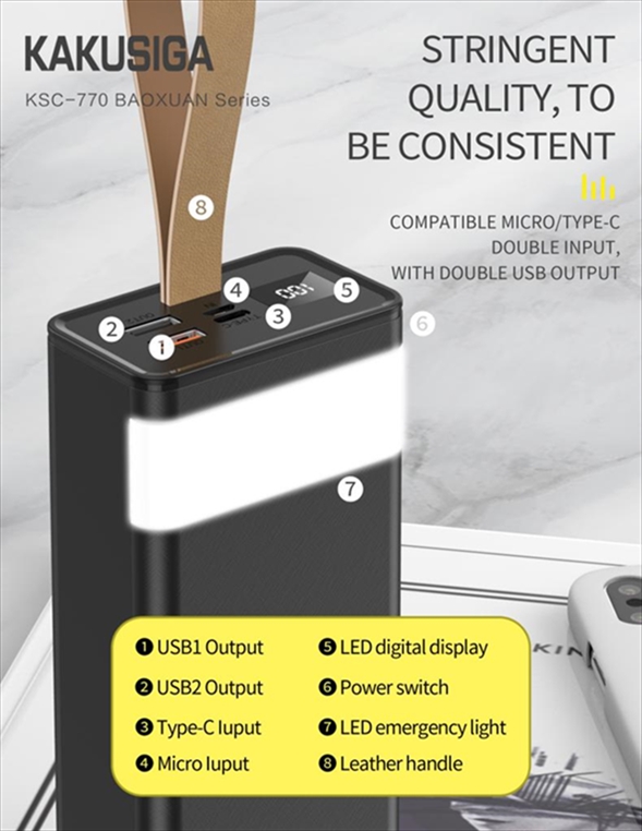 KSC-770-BLACK.jpg 30.000mAh power bank micro/type-c 5v-2.4A lithioum bat. - Image 1