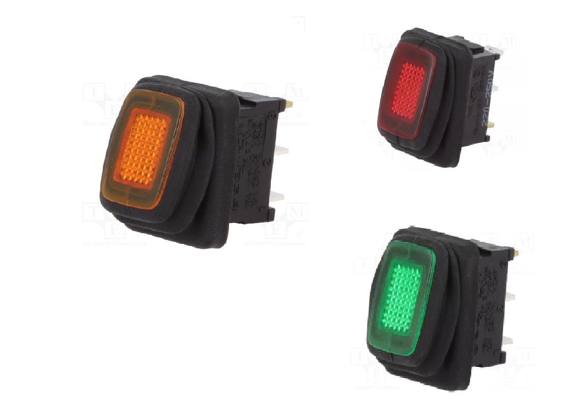 R13-66B8-02-B.jpg OFF-ON 16A/250VAC rocker switch orange/red/green - Image 1