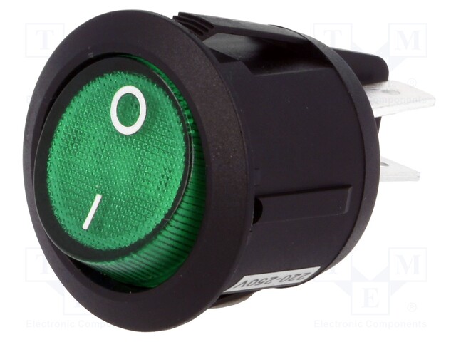 R13244B02G.jpg ROCKER SWITCH 2POS OFF-ON 10A/250VAC GREEN - Image 1