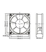 RQD12038-HSL1 DC Cooling Fan, 12 V, 120 x 120 x 38 mm, Wire Leads - Image 2