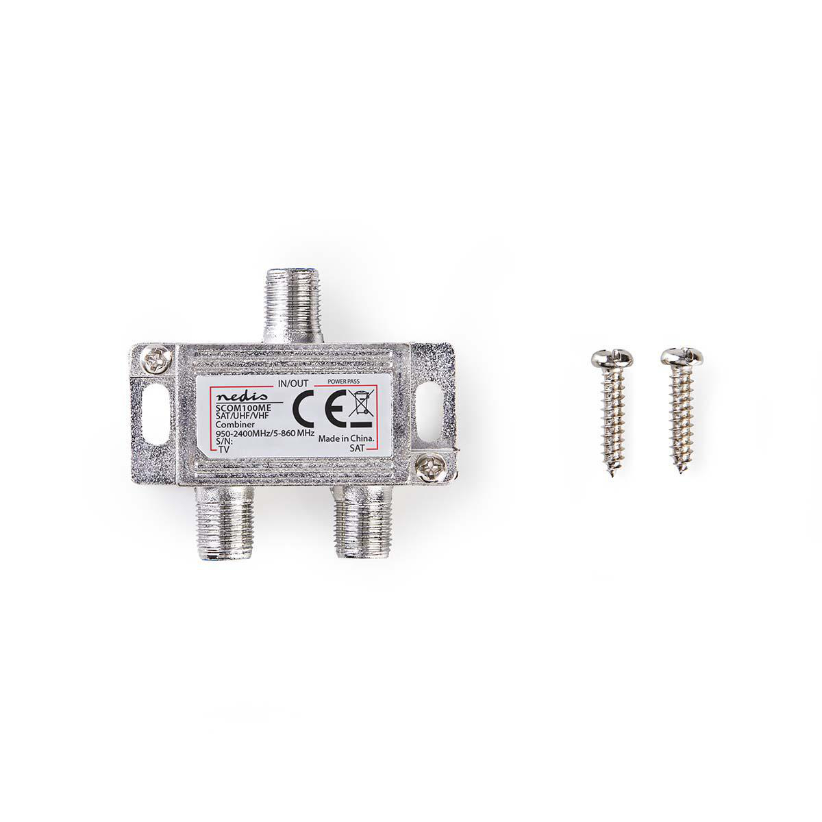 SCOM100ME.jpg Satellite Combiner 2 to 1 F-Connector VHF / UHF: 5 - 860 MHz Satellite: 950 - 2400 MHz - Image 1