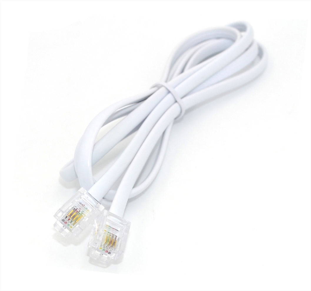 SM134-3M-WH.jpg SM134 Flat Telephone Cable, 6P4C, 3 m, White - Image 1