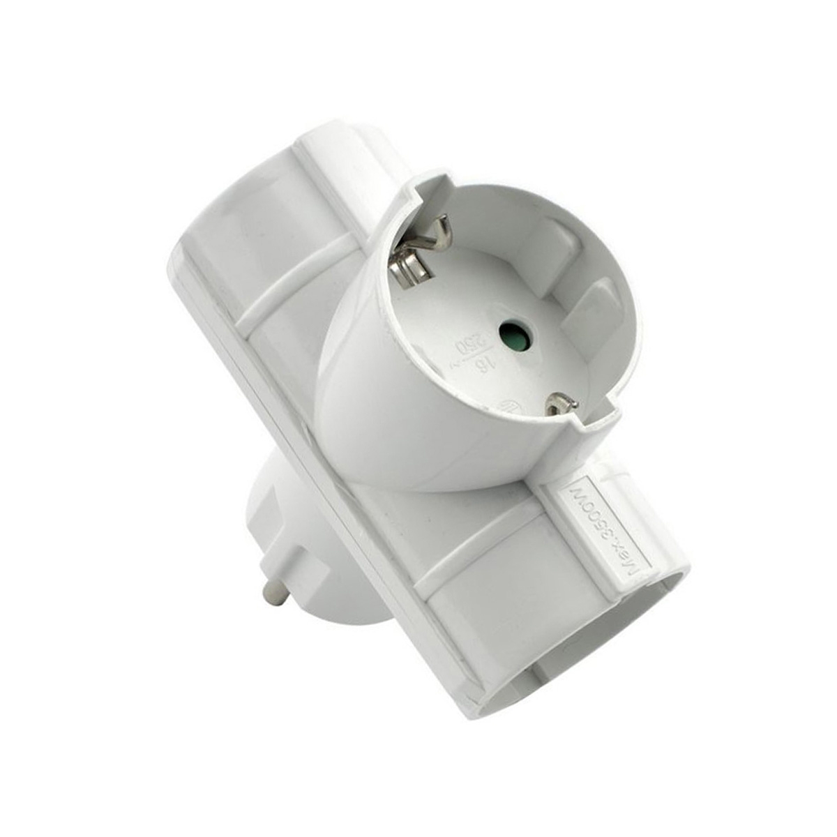 SQ-GB-01-03T.jpg SQ-GB-01-03T Squere Schuko 1-3 Cross Adaptor - Image 1