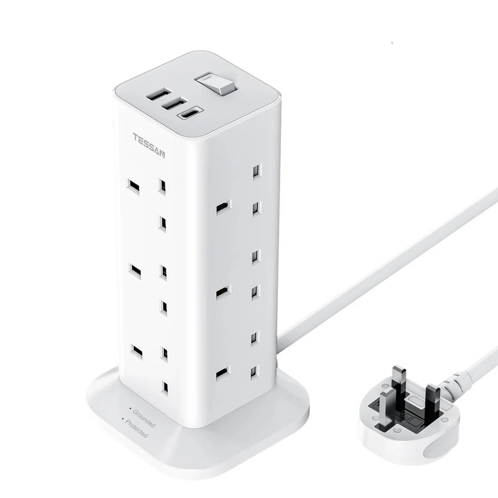 TPS04-UK-C.jpg POWER STRIP 12 OUTLETS 2M 3250W USU-A-USB-C - Image 1