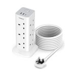 Tessan TPS04-UK-C 12-Way UK Surge-Protected Tower, 2 m, 13A Fuse, USB-C + USB-A - Image 2