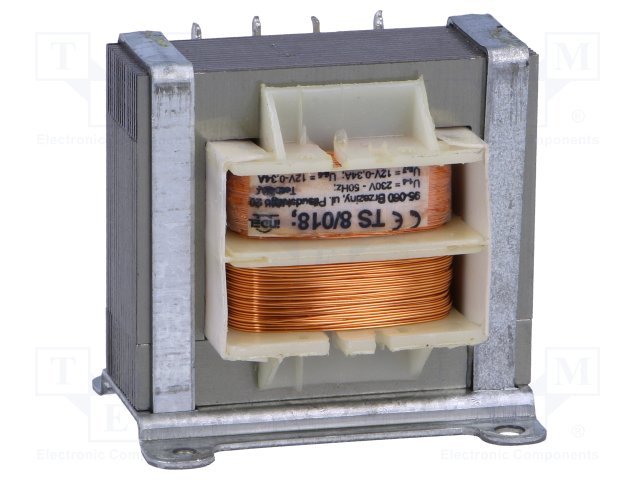 TS8-018.jpg 2X12V 0.34A 8VA MAIN TRANSFORMER 230V IN - Image 1