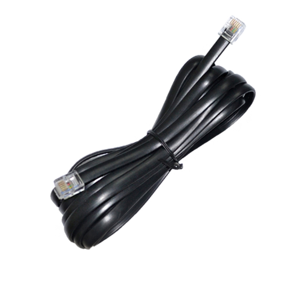 SM134-1.5MBLK.jpg SM134 Flat Telephone Cable, 6P4C, 1.5 m, Black - Image 1