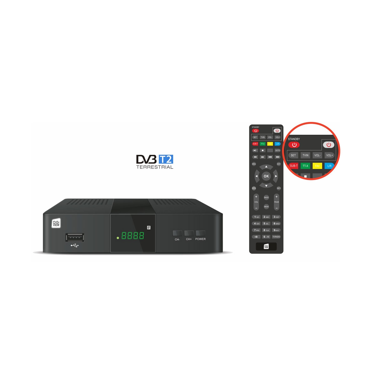 BHT1402.jpg HD DVB-T2 H.265 RECEIVER DIGI VIEW SCART/USB - Image 1