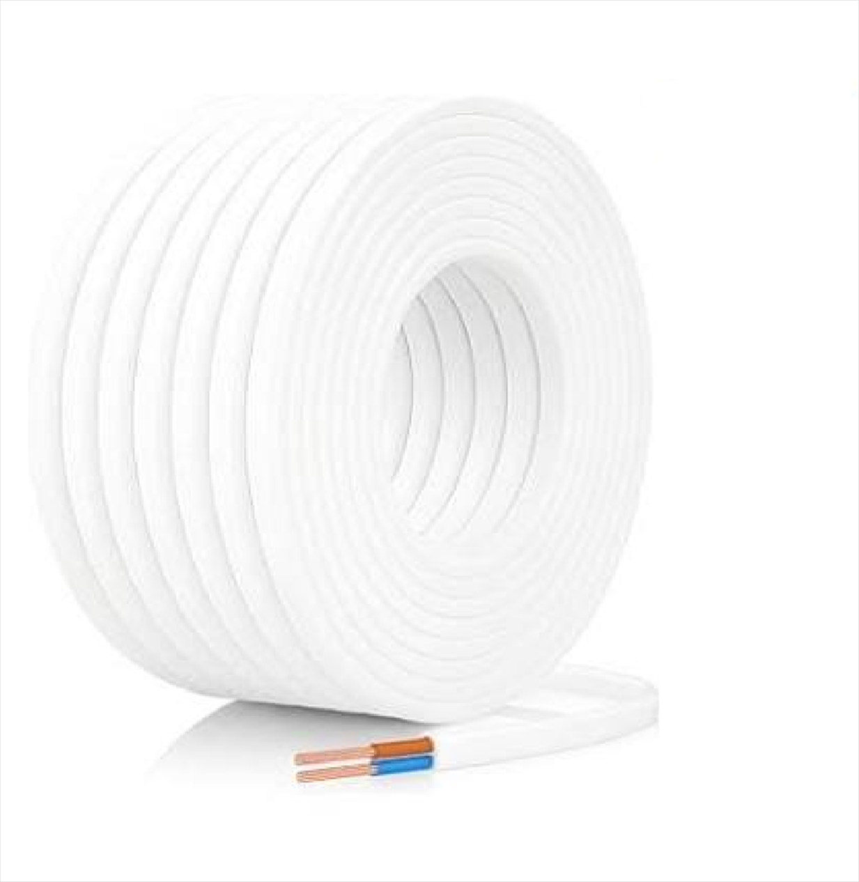 PVC2X1.0FLTWHX100M.jpg PVC 2x1.0mm flat power cable white X100meters - Image 1