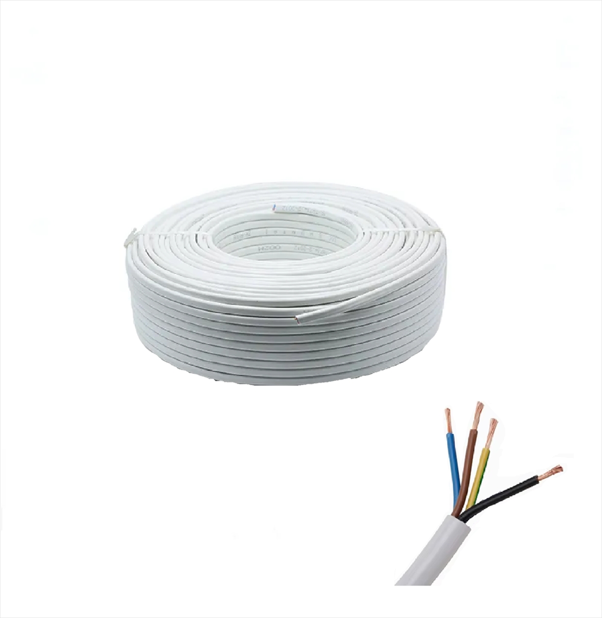 PVC4X1.0WHX100M.jpg PVC 4X1.0MM power cable white X100meters - Image 1