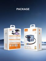 LDNIO Q10 GaN USB Charger, 65 W, Built-In USB-C Cable, Blue - Image 2